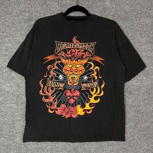 Vintage Giant Aerosmith Nine Lives Black Shirt  Large Graphic Print Concert Tour